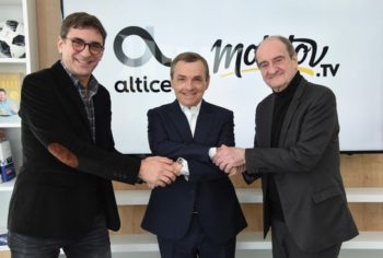 Jean-David Blanc et Pierre Lescure (Molotov) autour d'Alain Weill (Altice France)