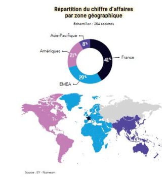 Top 250 éditeurs logiciels français : répartition CA par zones géographiques