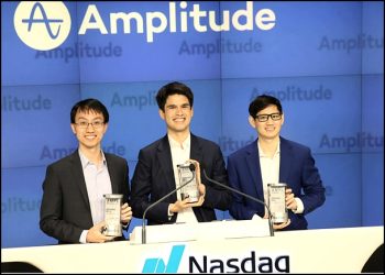 Les cofondateurs d’Amplitude : Jeffrey Wang (Chief Architect) , Spencer Skates (CEO) et Curtis Liu (CTO)