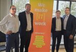 De gauche à droite: René-Louis Adda, directeur général du pôle IA et Data; Yannick Tricaud, directeur général en charge des opérations; Damien Watine, directeur général délégué et fondateur d’Unyc; et Pierre-Jean Beylier, président du groupe Inherent.